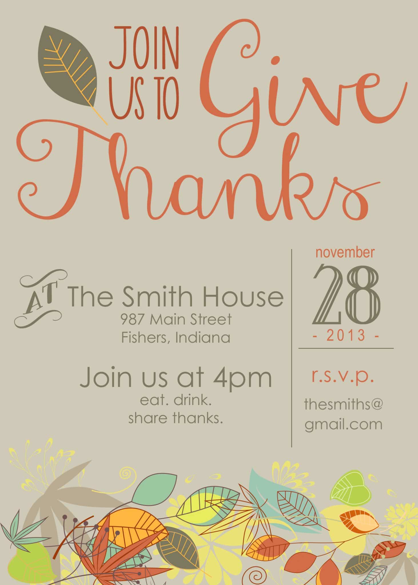 Free Printable Thanksgiving Invitations Preschool