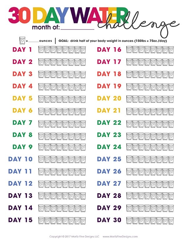 Water Intake Tracker Printable