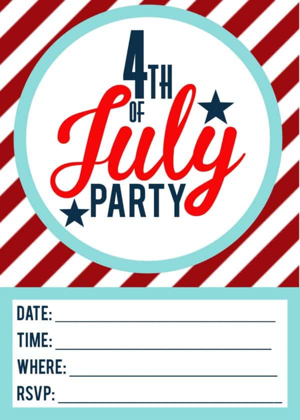 4th of July Printable Invitations Free Printable Included