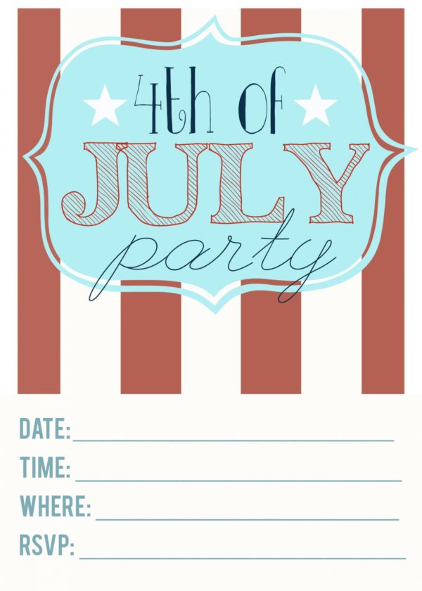 4th of July Printable Invitations Free Printable Included