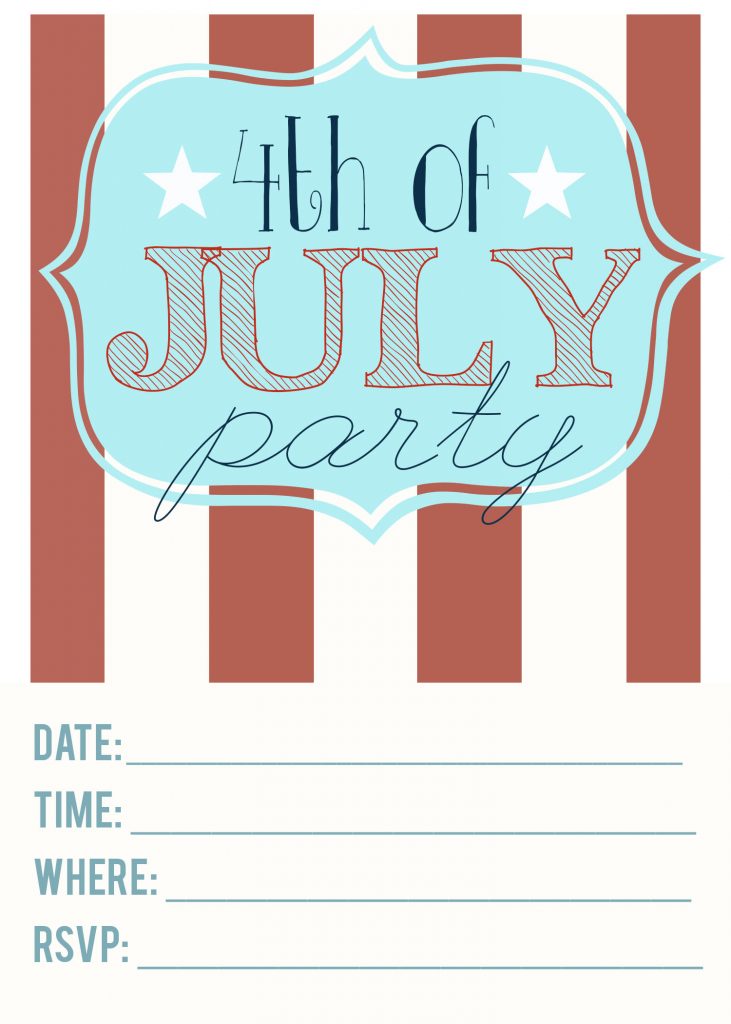 4th of July Printable Invitations | Free Printable Included