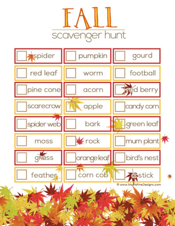 Fall Scavenger Hunt for Kids | Free Printable Download