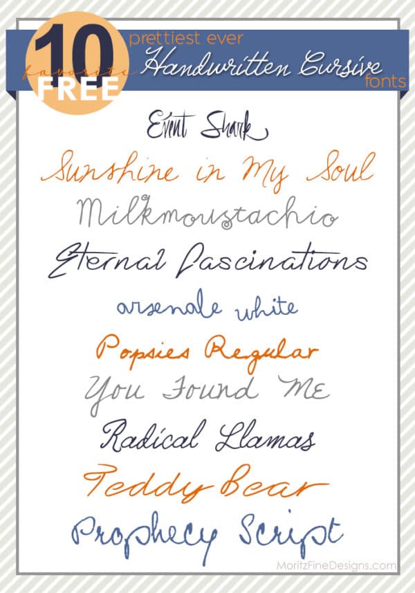 Best Ever Handwritten Cursive Fonts | Moritz Fine Designs