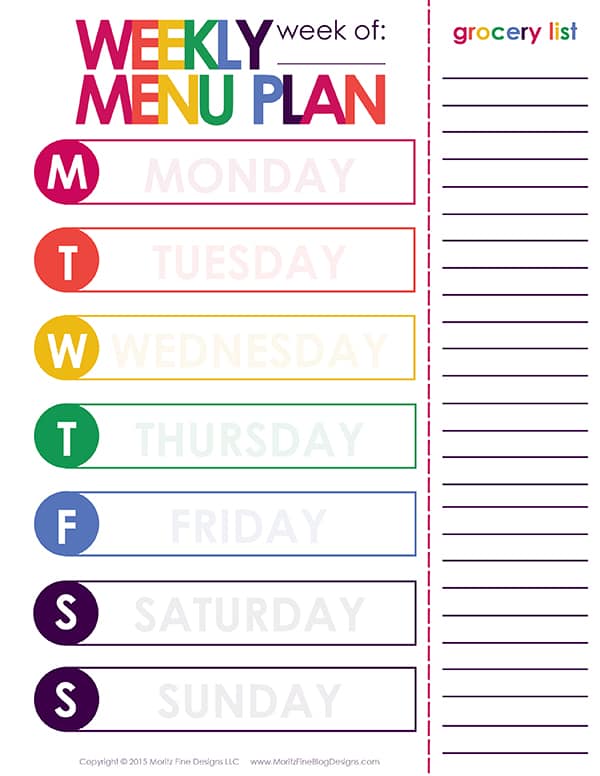 Weekly Dinner Meal Planner Free Printable Included