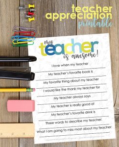 Teacher Appreciation Printable | Free Printable Included