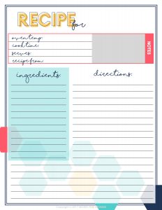 Recipe Collection Binder Printable Kit