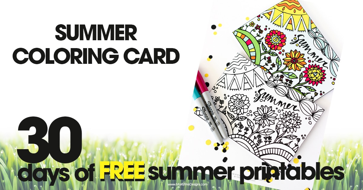 Summer Coloring Card Free Summer Printable Day 13 Moritz Fine Designs