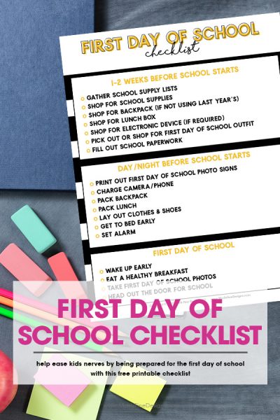 First Day of School Checklist | Free Printable Back to School Guide