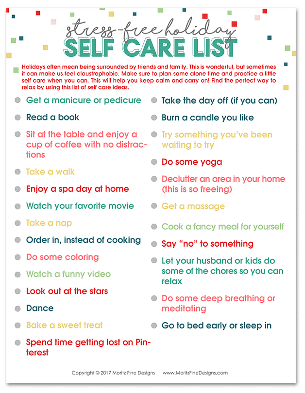 How to Have a Stress Free Holiday Season Free Self Care Checklist