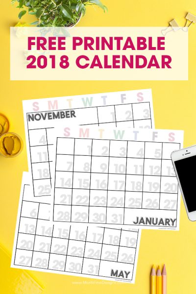 2018 Free Printable Calendar | Editable Monthly Calendar