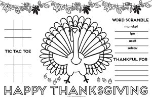 Thanksgiving Placemat For Kids 