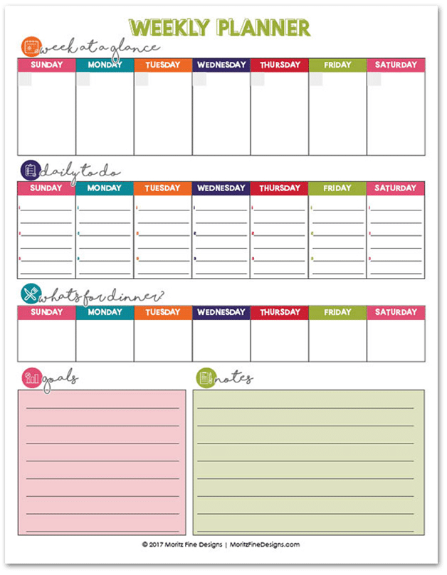 weekly calendar with to do list