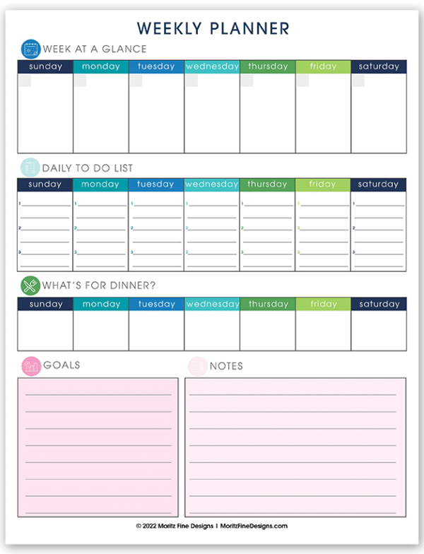 Free Printable Weekly Planner—Calendar, Meals, To-Do List