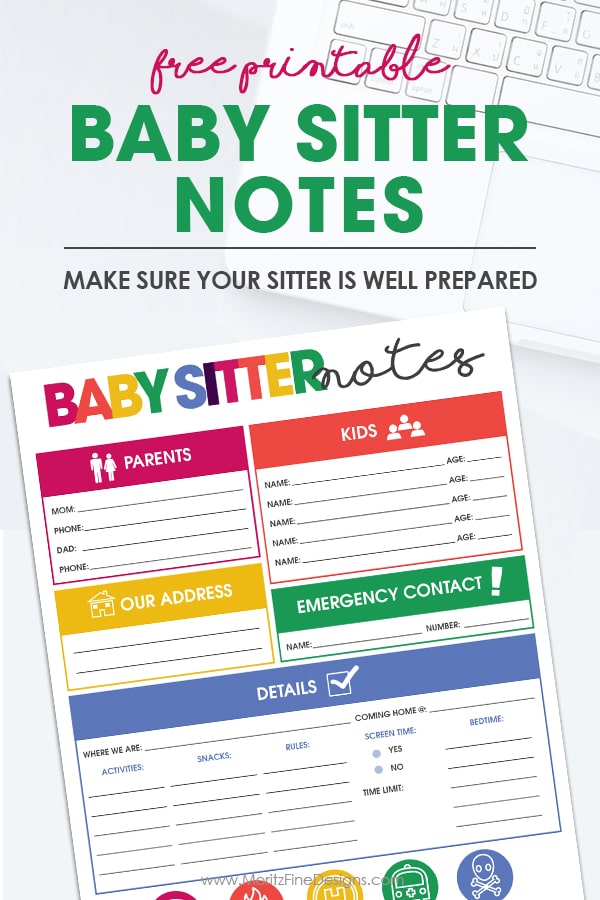 Free Printable Baby Sitter Notes Organization Sheet Baby Sitter Info