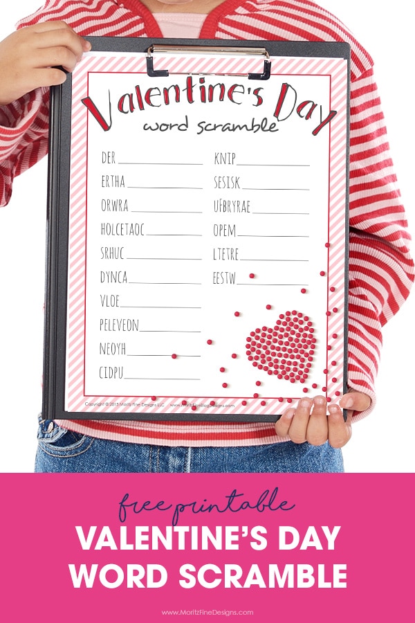 Valentine s Day Word Scramble Free Printable For Kids