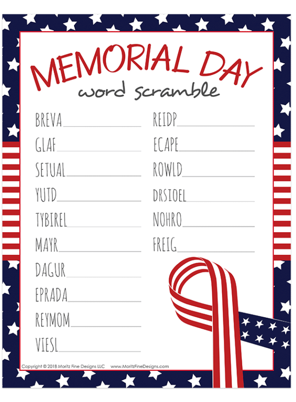 Printable Activities For Kids For Memorial Day