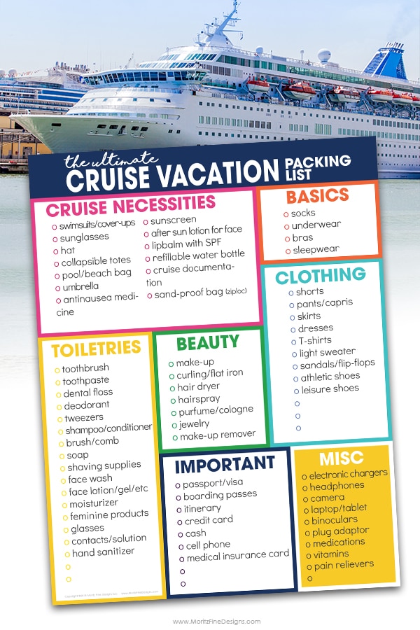 Cruise Vacation Packing List Free Printable Download