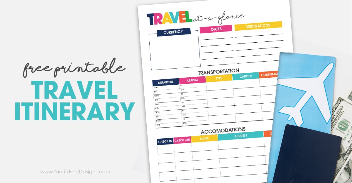 Printable Travel Itinerary Planner | Free Printable Vacation Organizer