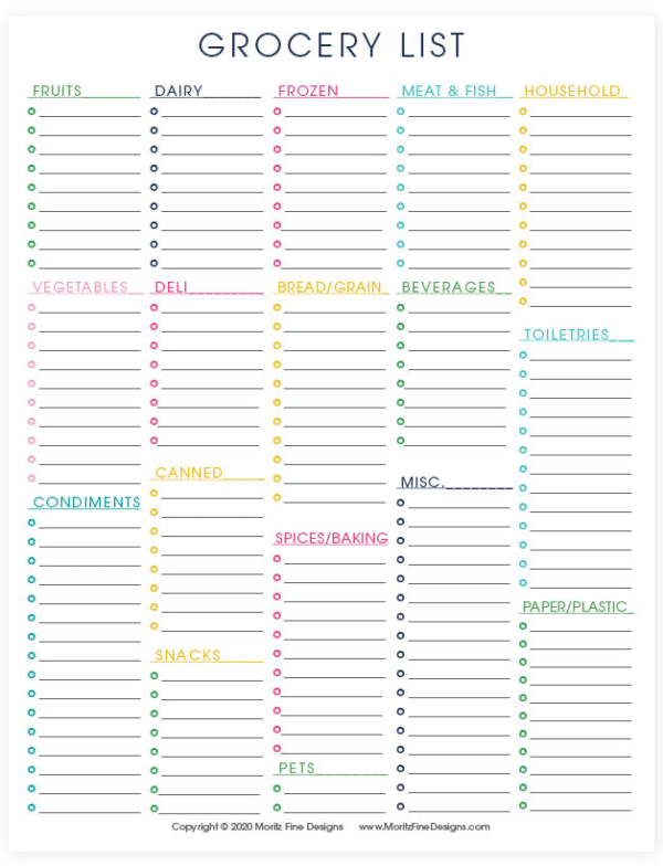 Printable Grocery List