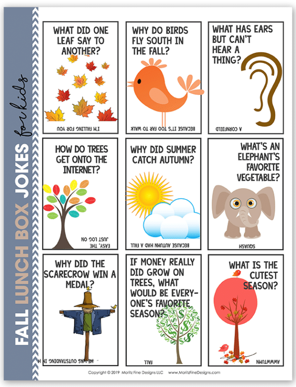 Fall Lunch Box Jokes For Kids Free Printable Download