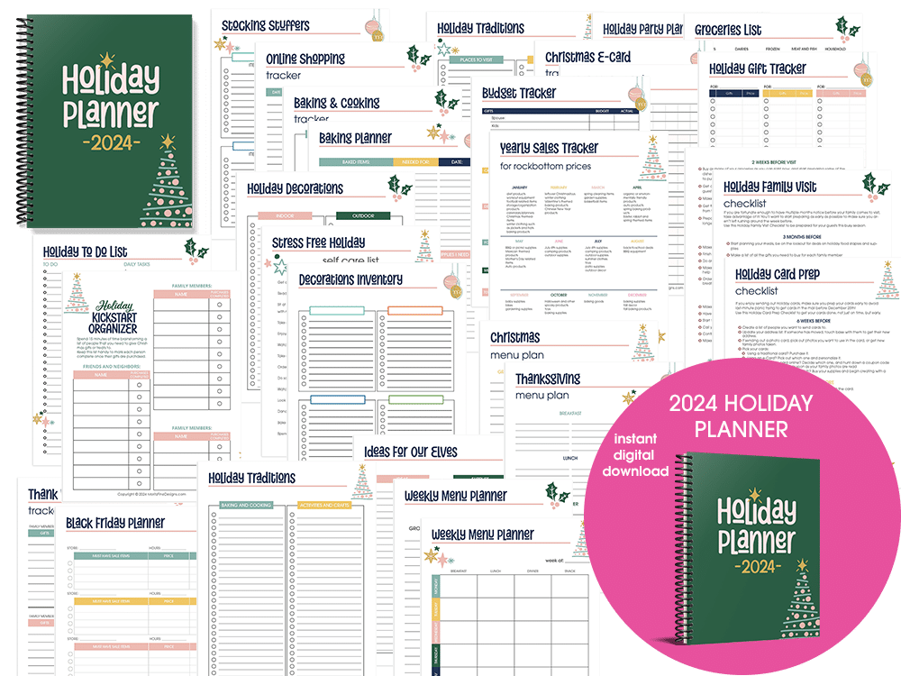 Use the Holiday Planner & Organizer to get ahead on all holiday tasks including menu planning, gift buying and tracking, budgeting and more.